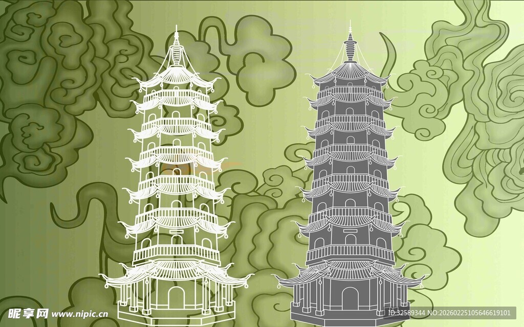 中式古塔建筑艺术展示