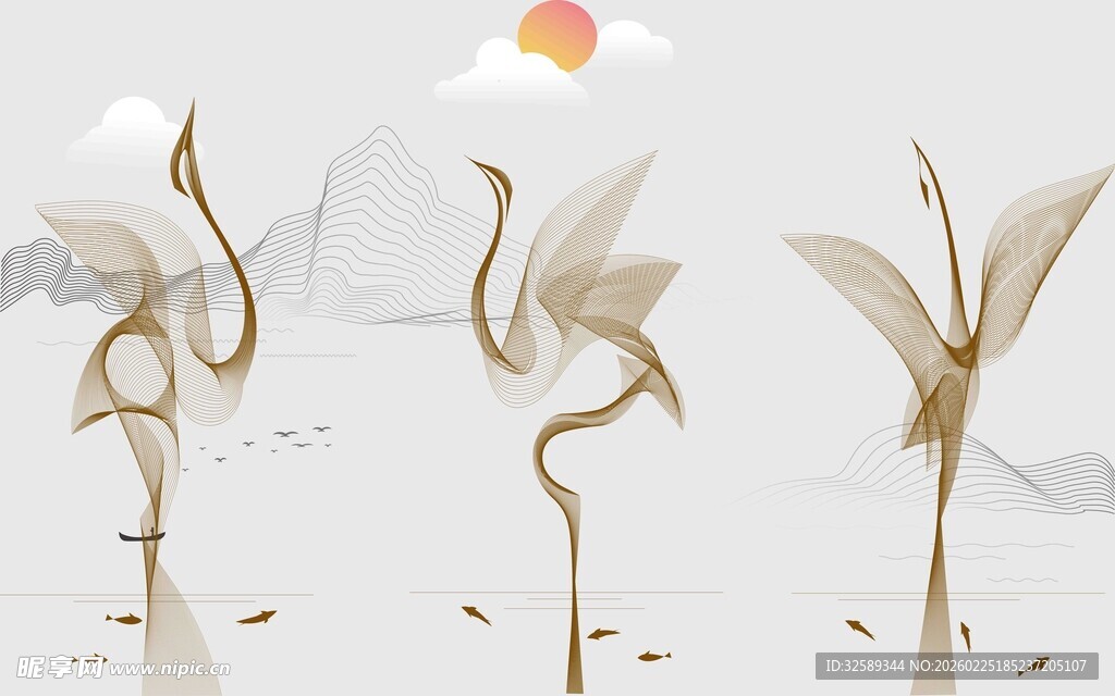 中式禅意纸艺仙鹤景观