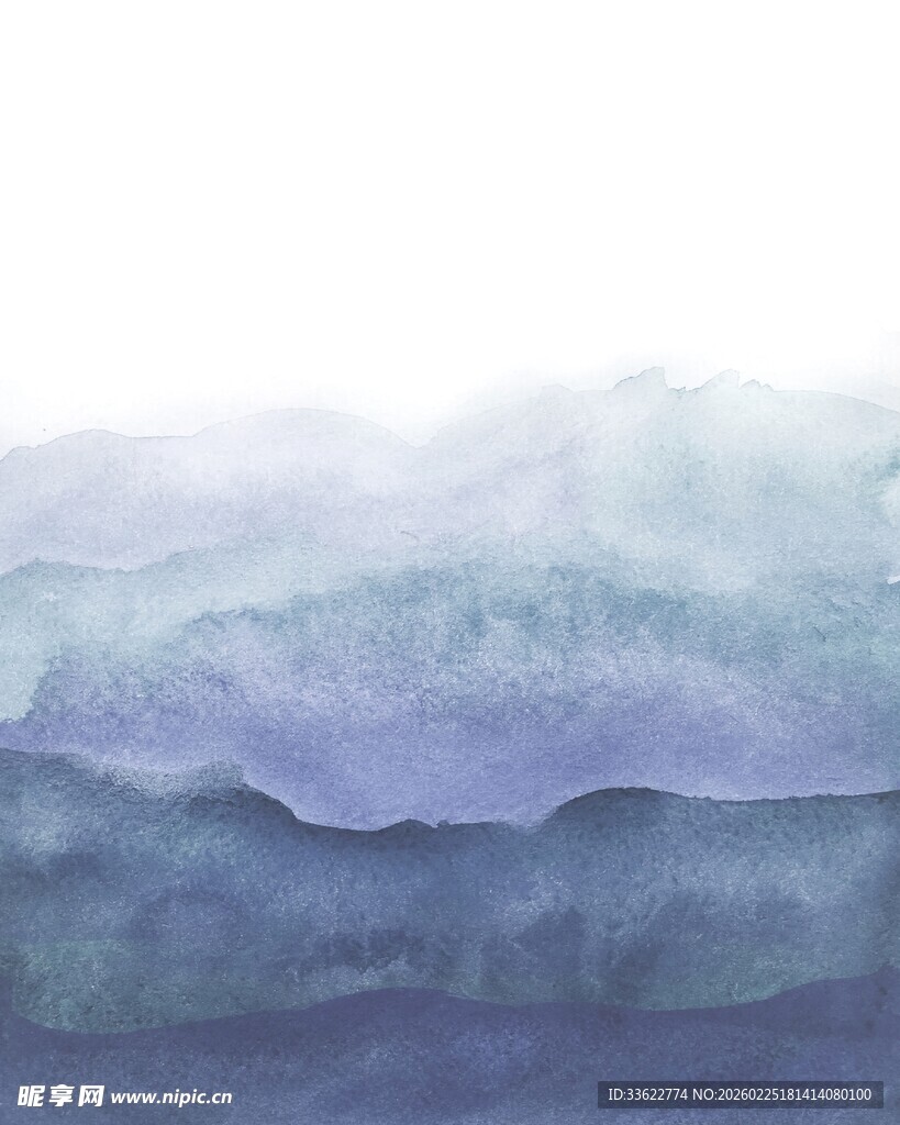 水墨风格远山水彩画