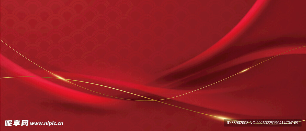 红色飘带质感奢华背景图