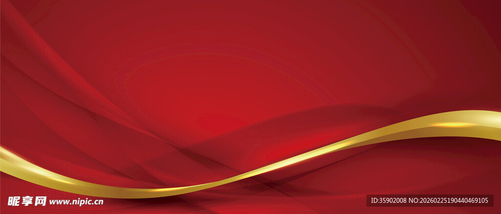红色背景金色飘带纹理图