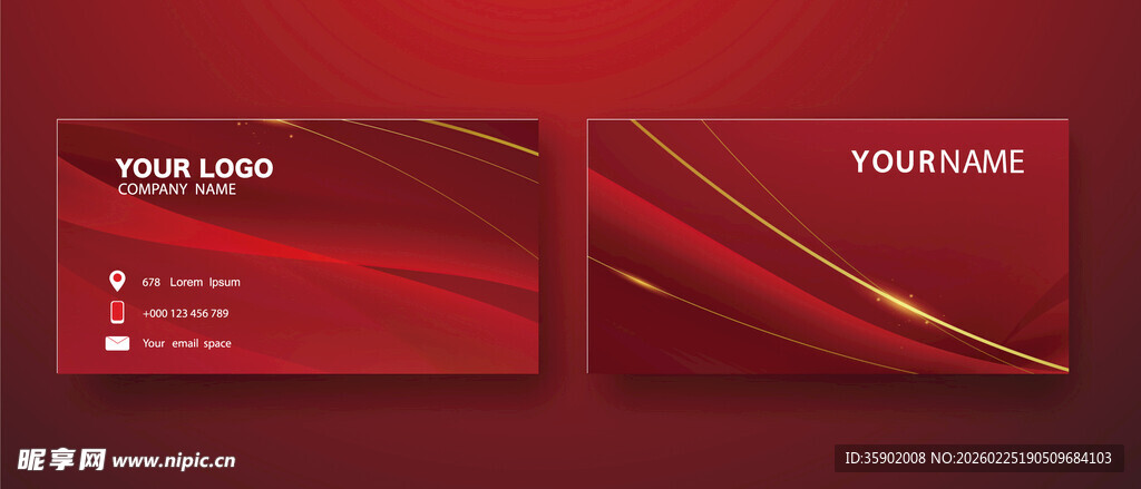 红色商务名片设计模板