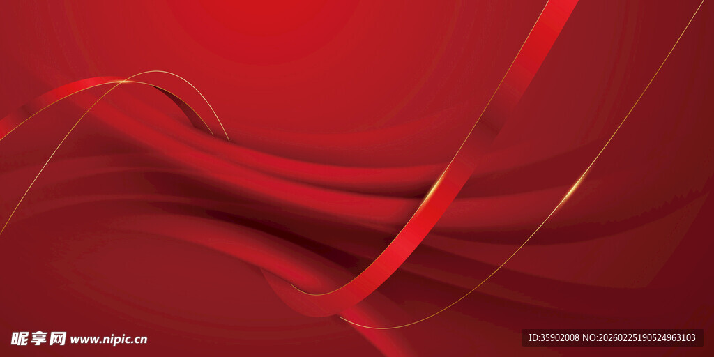 红色动感绸带背景图