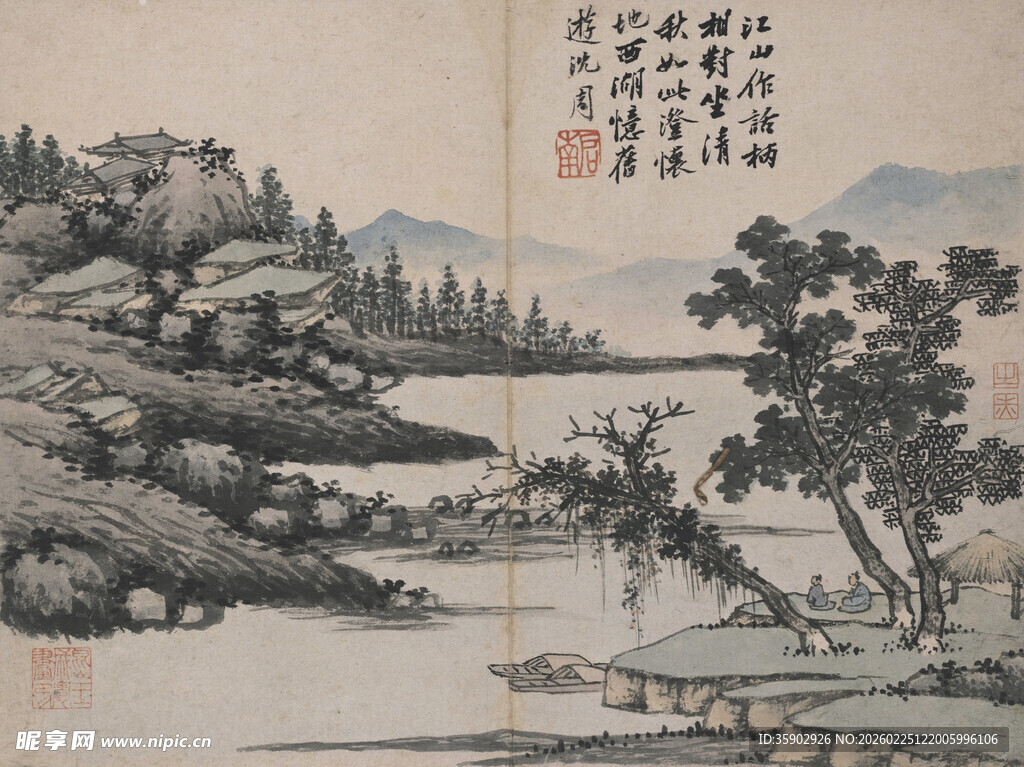 古代山水国画风景图