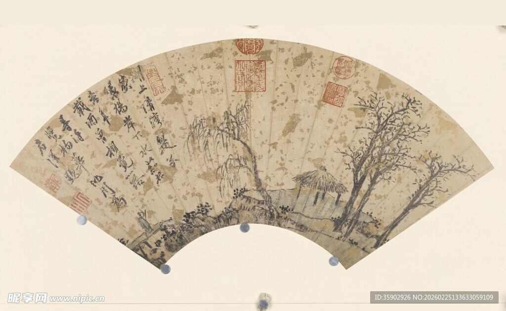 沈周作品古风折扇书画艺术作品