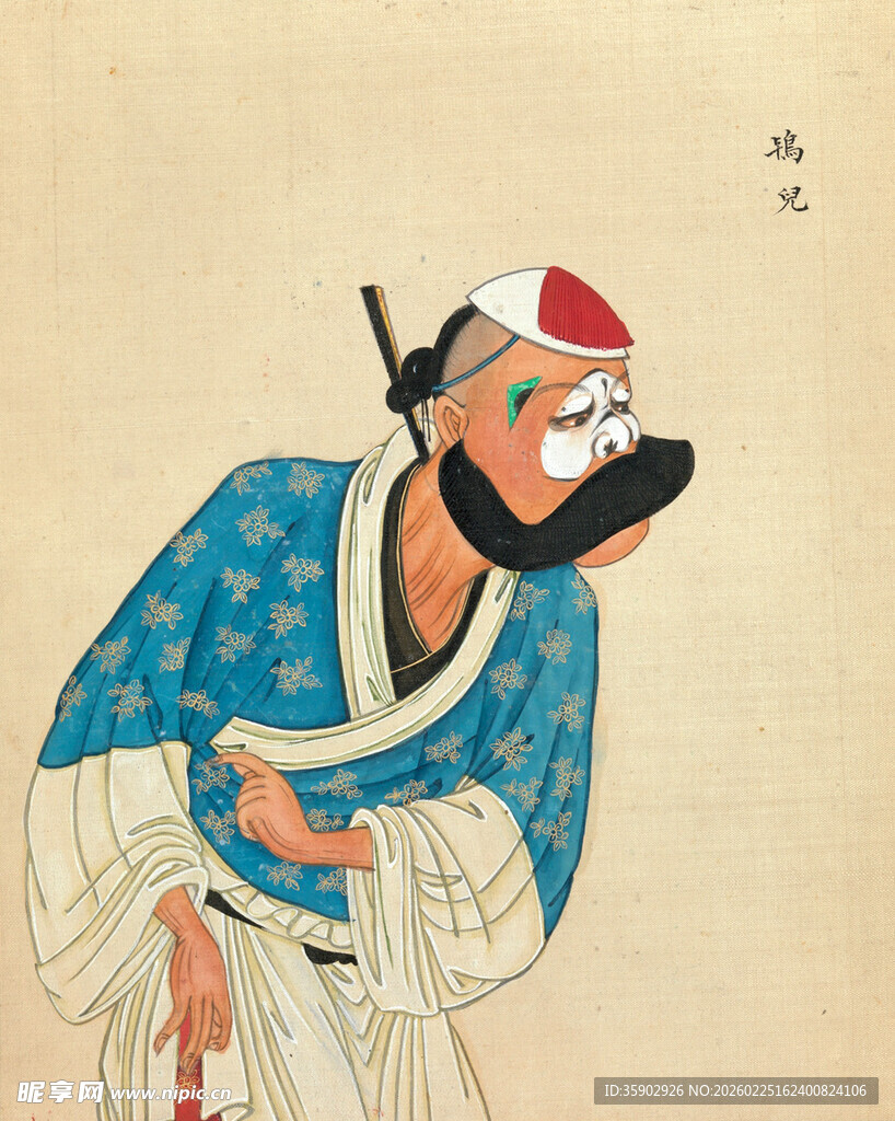 京剧人物扮相神情专注