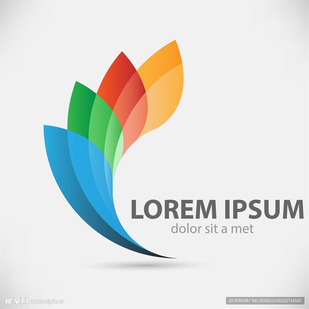 多彩抽象弧形标志设计