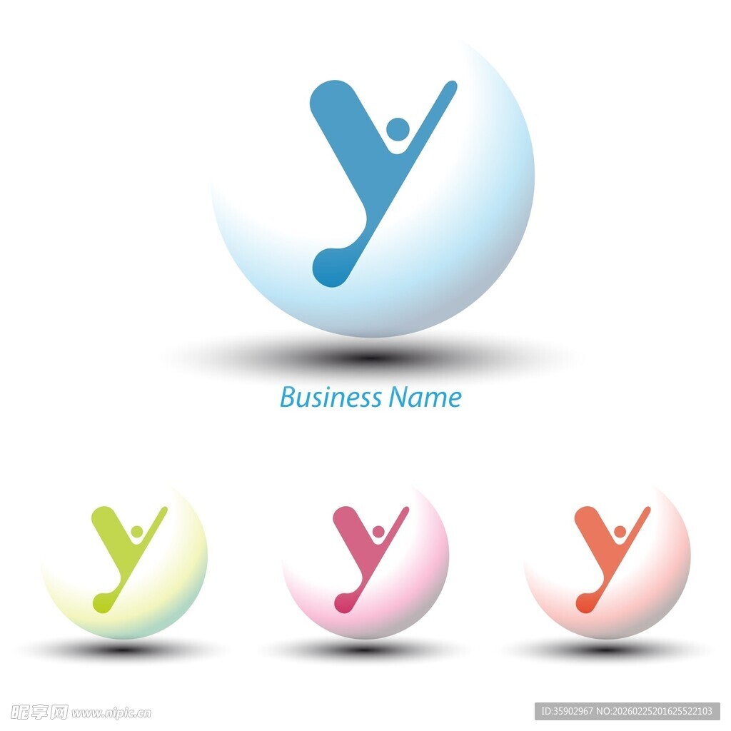 多彩字母y标志设计示例