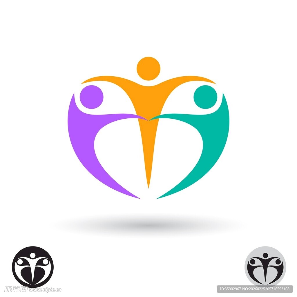 爱心人形团队合作标志