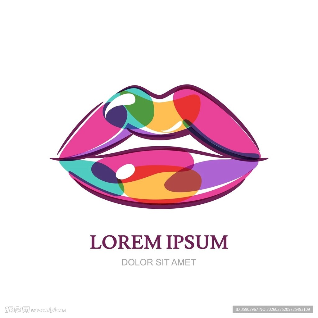 多彩艺术唇形图案设计