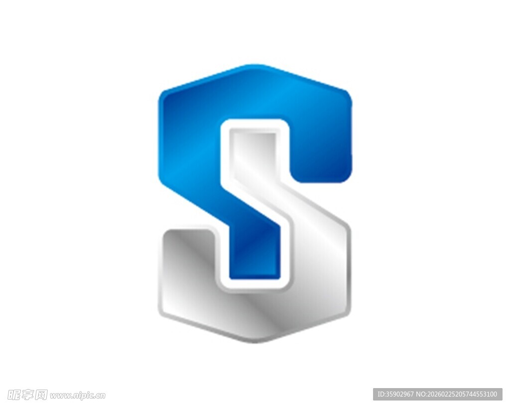 蓝色立体字母S标志