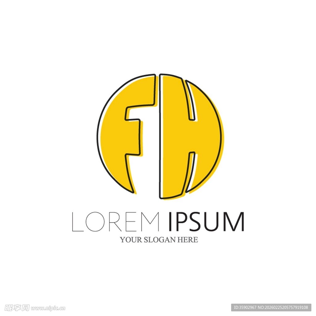 FH字母组合简约标志设计