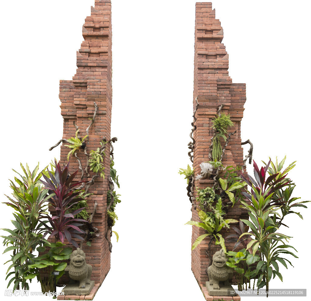 双柱绿植装饰自然艺术风