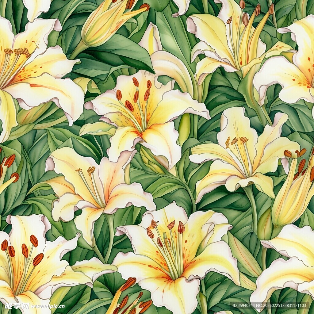 黄色百合花绽放美景无缝循环