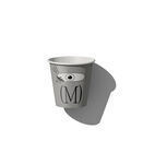 灰色M字母纸杯设计样机