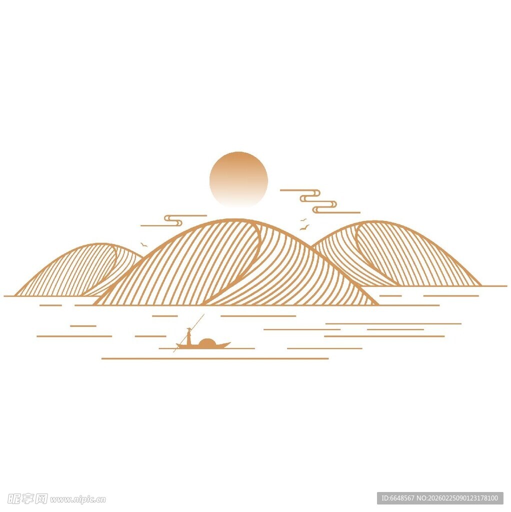 中式山水祥云花纹