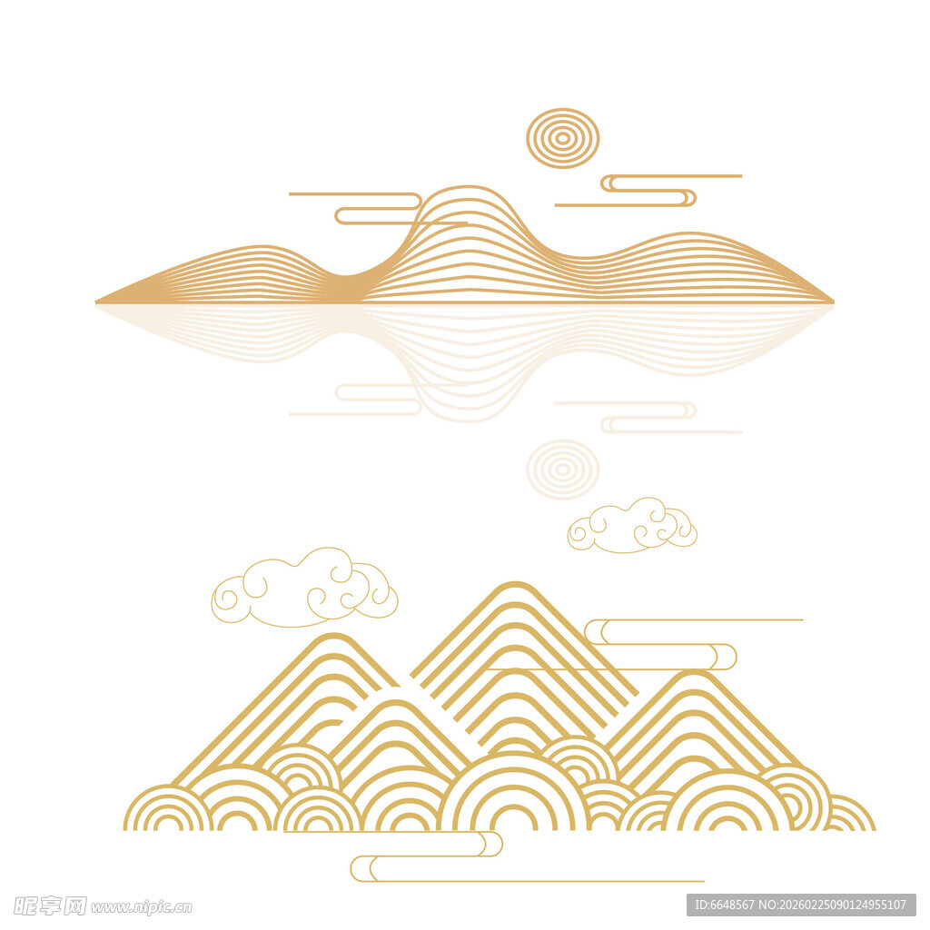 中式山水祥云花纹