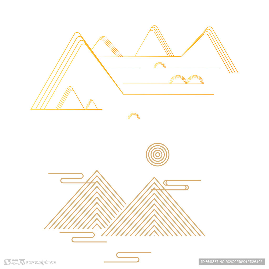 中式山水祥云花纹