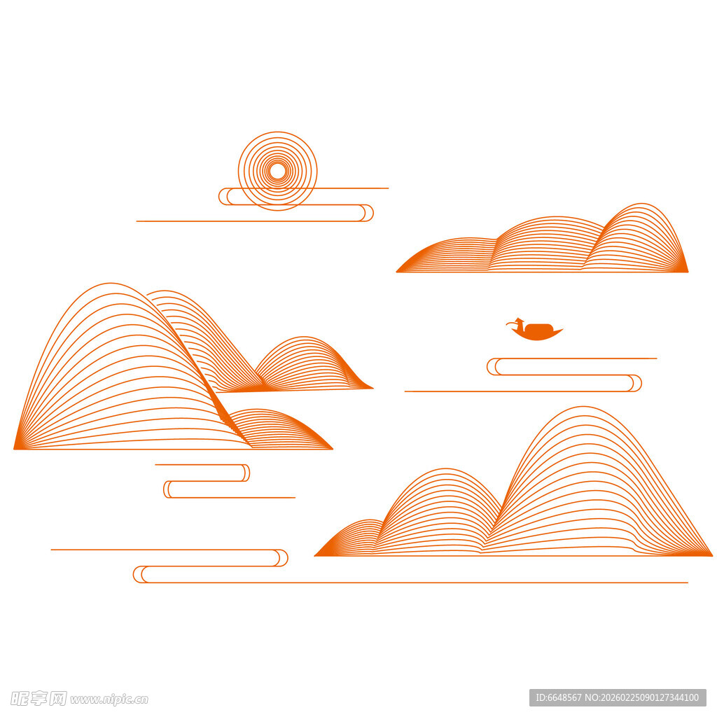 中式山水祥云花纹