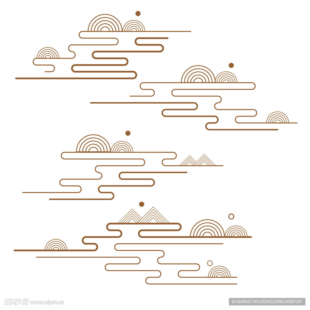 中式山水祥云花纹