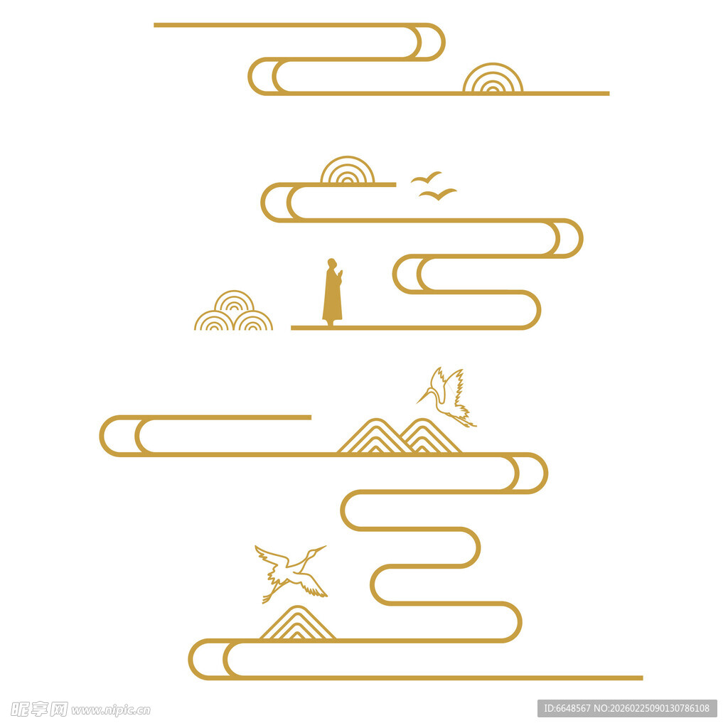 中式山水祥云花纹