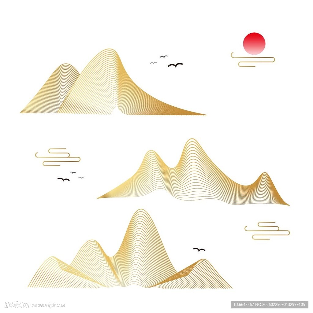 中式山水祥云花纹