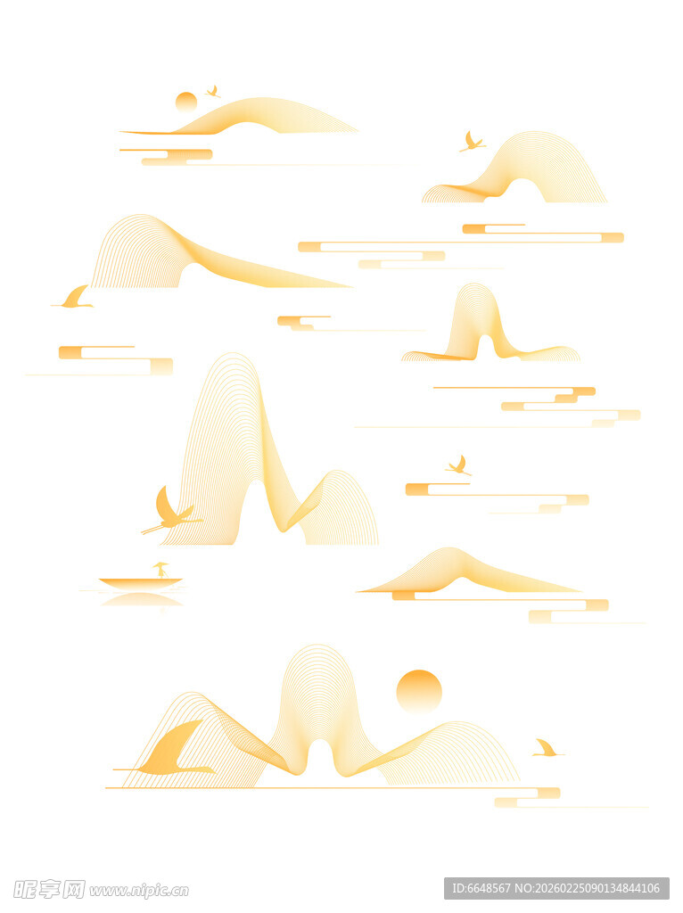 中式山水祥云花纹