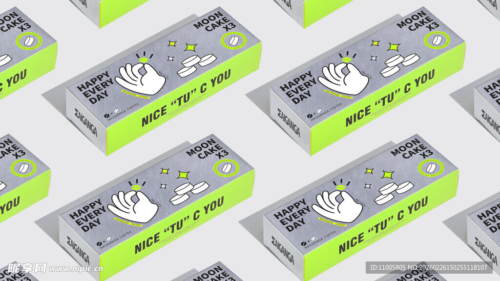 绿色卡通风格图案 包装样机