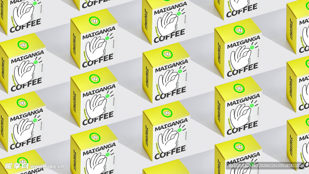 黄色盒子整齐排列 样机