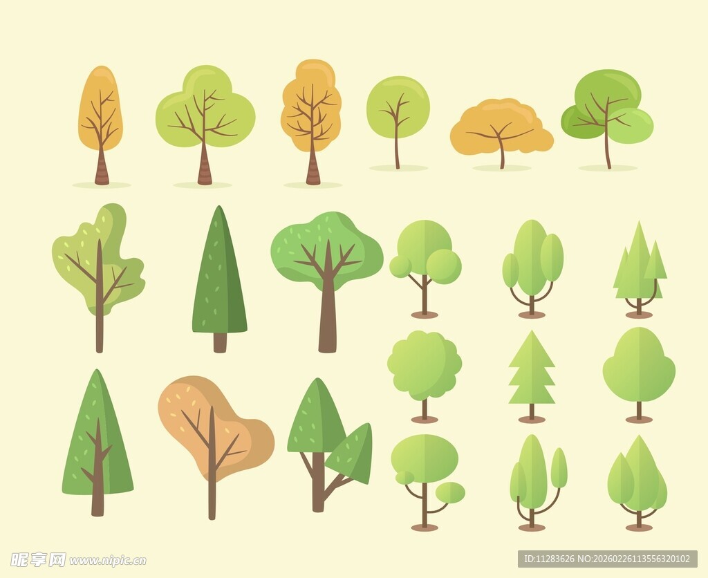 多样树木插画