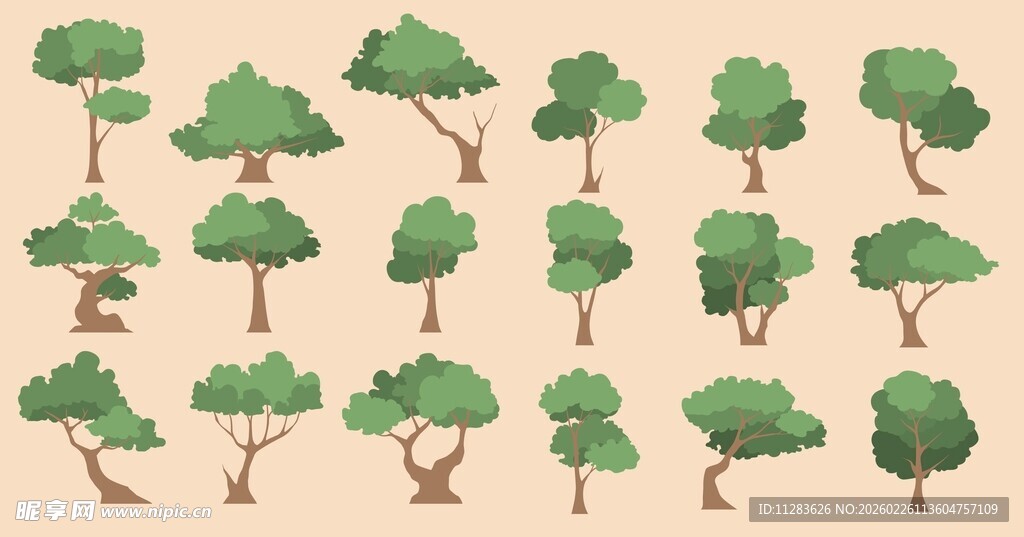 多样卡通树木集合