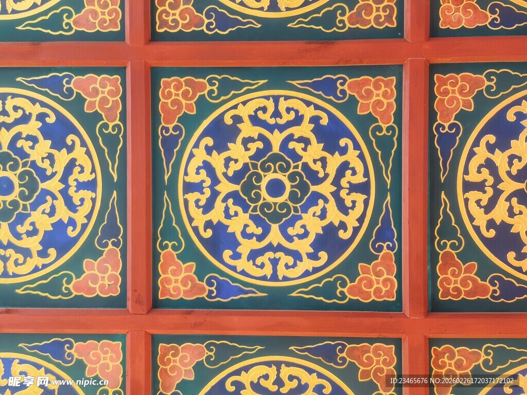 中式传统花纹天花板图案 藻井