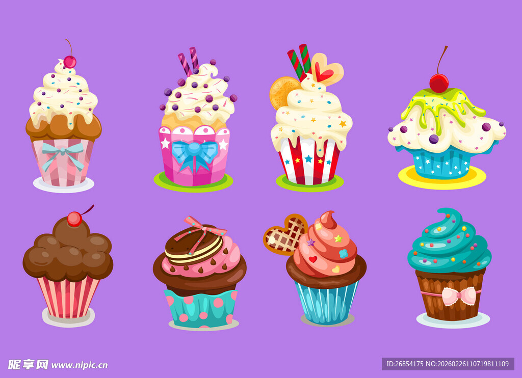 多彩可爱纸杯蛋糕集合