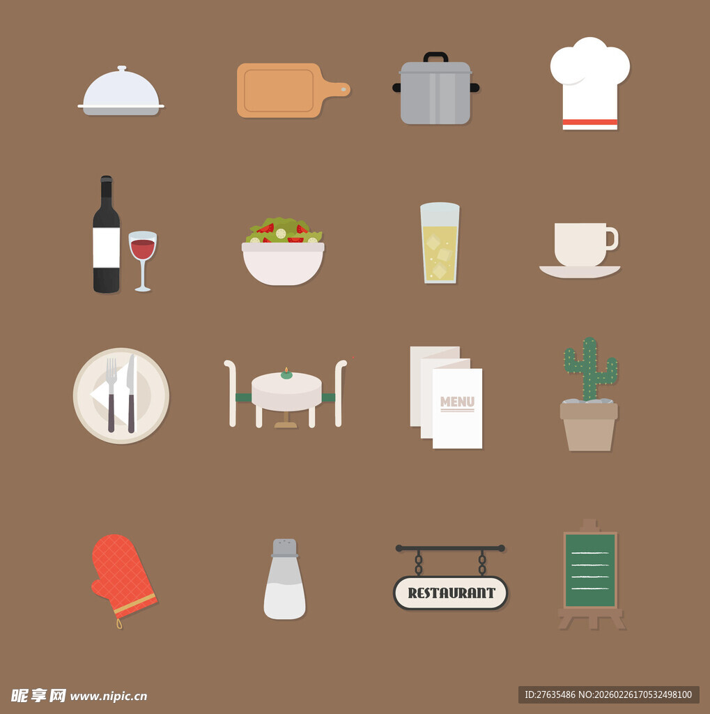 厨房与餐饮相关图标集合