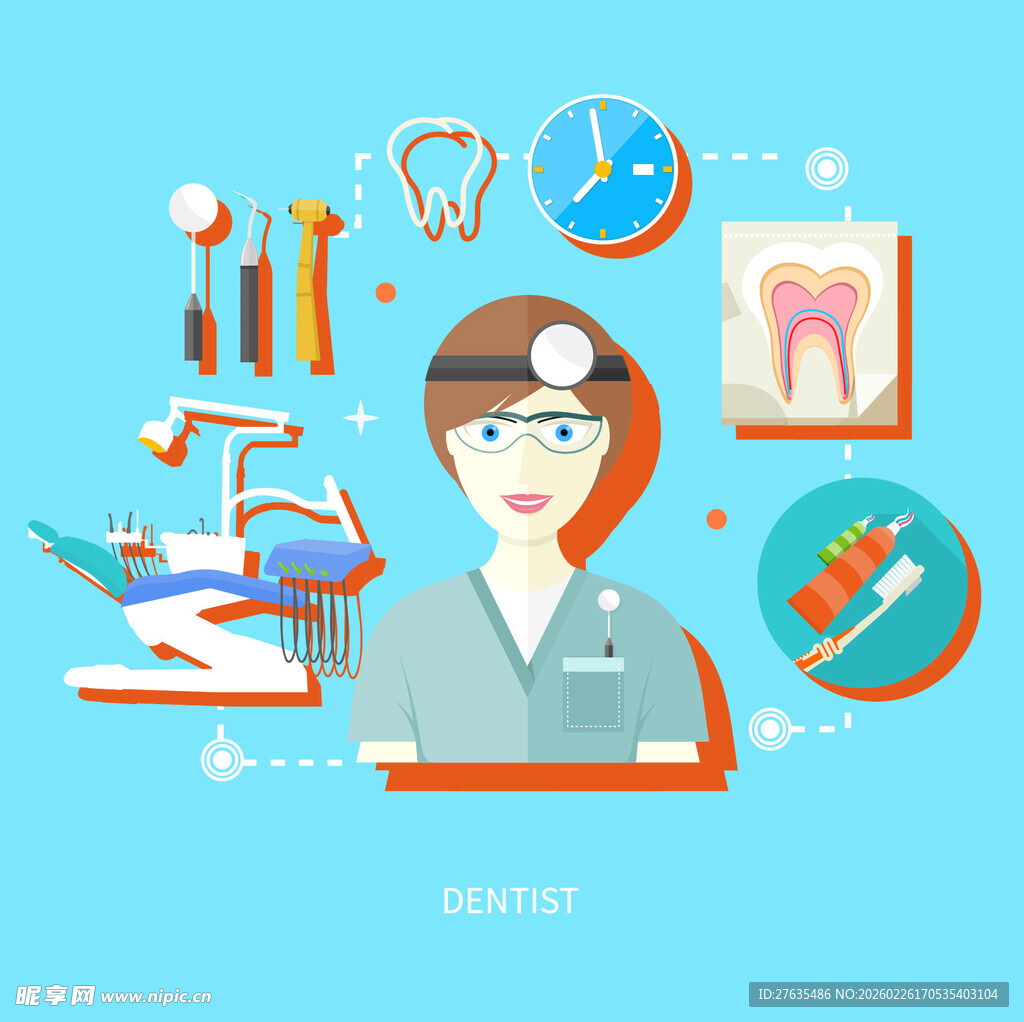 牙科医生与医疗器具