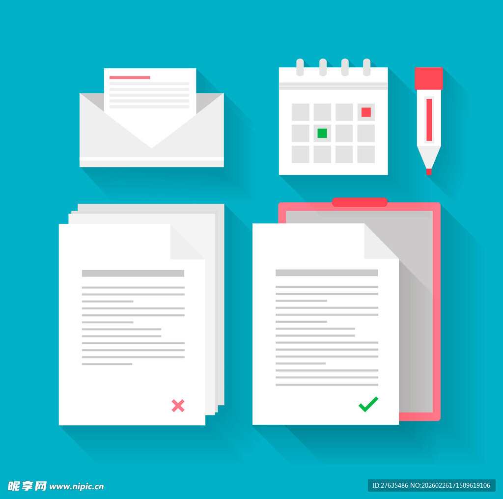 办公文件与文具场景展示