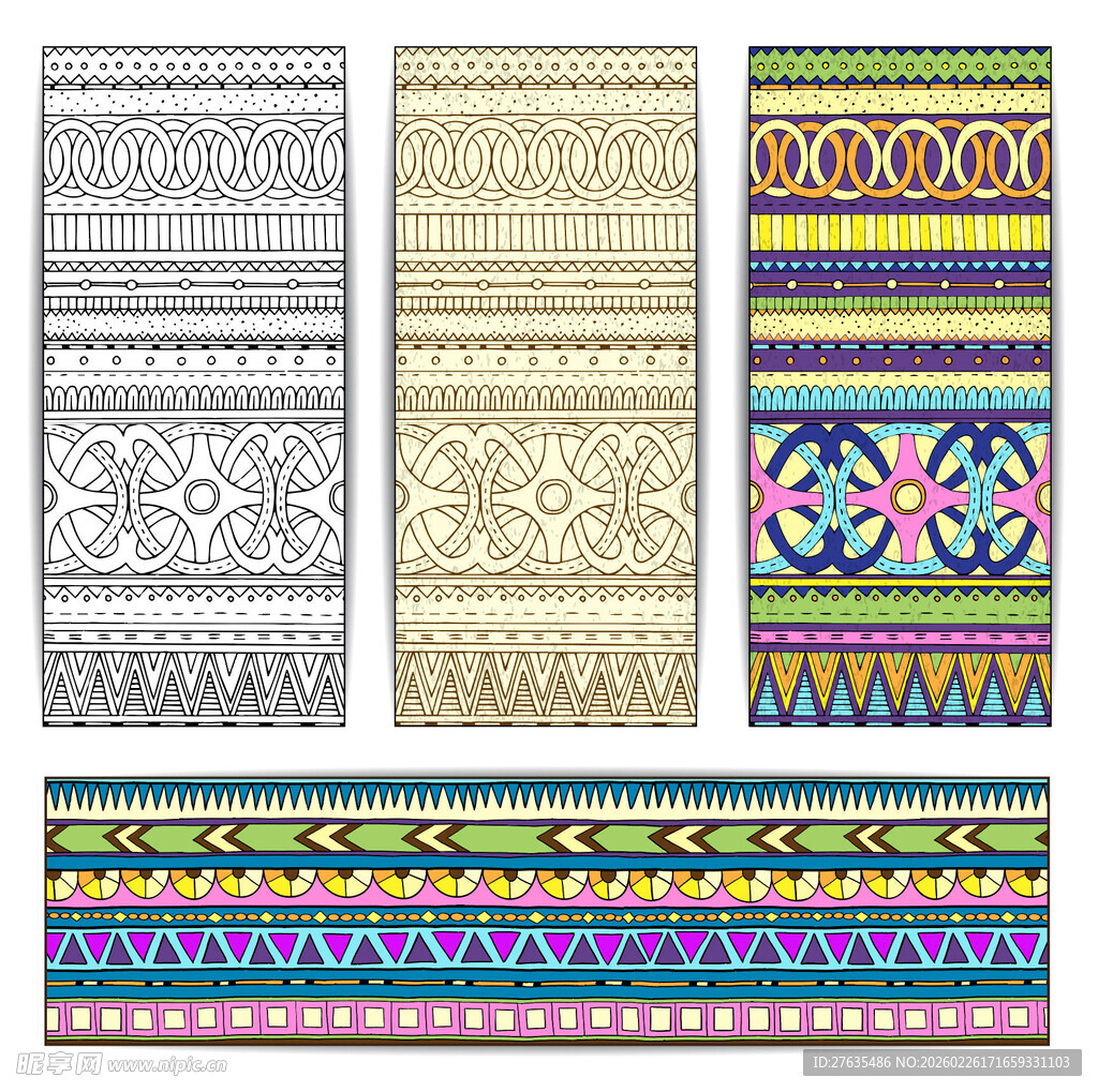 多彩民族风花纹图案集合