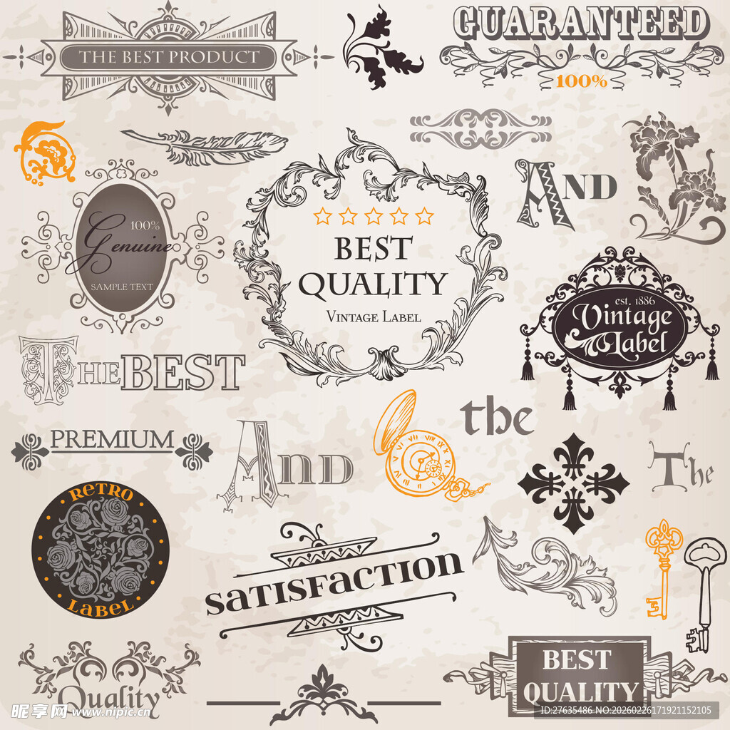 复古风装饰元素设计素材