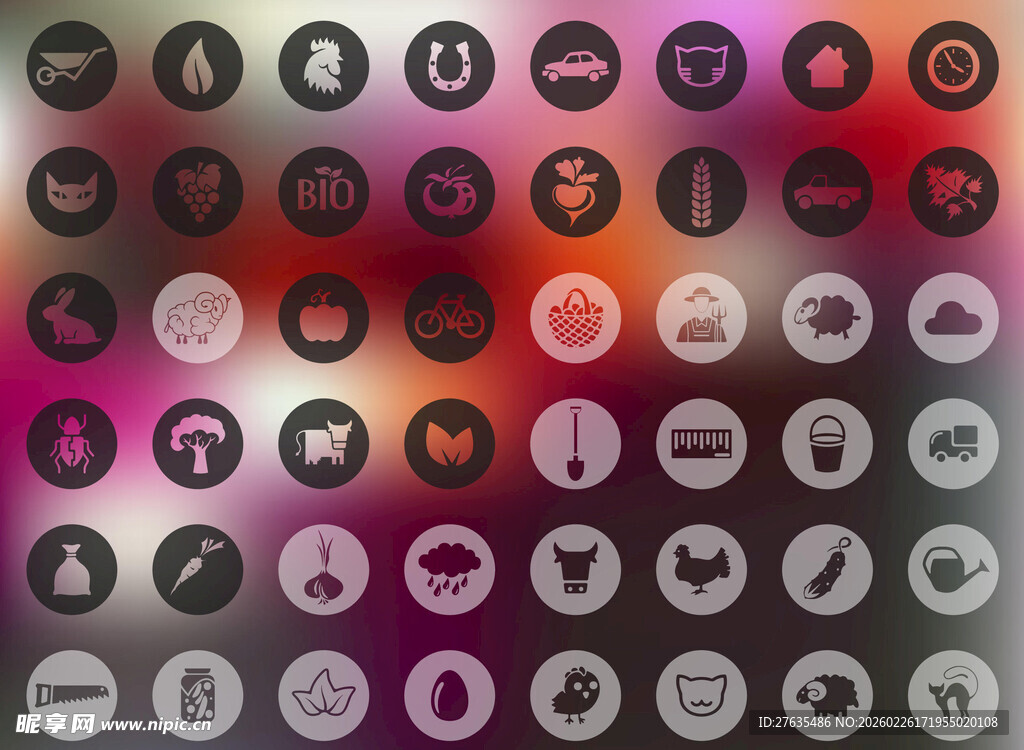 多彩圆形图标集合