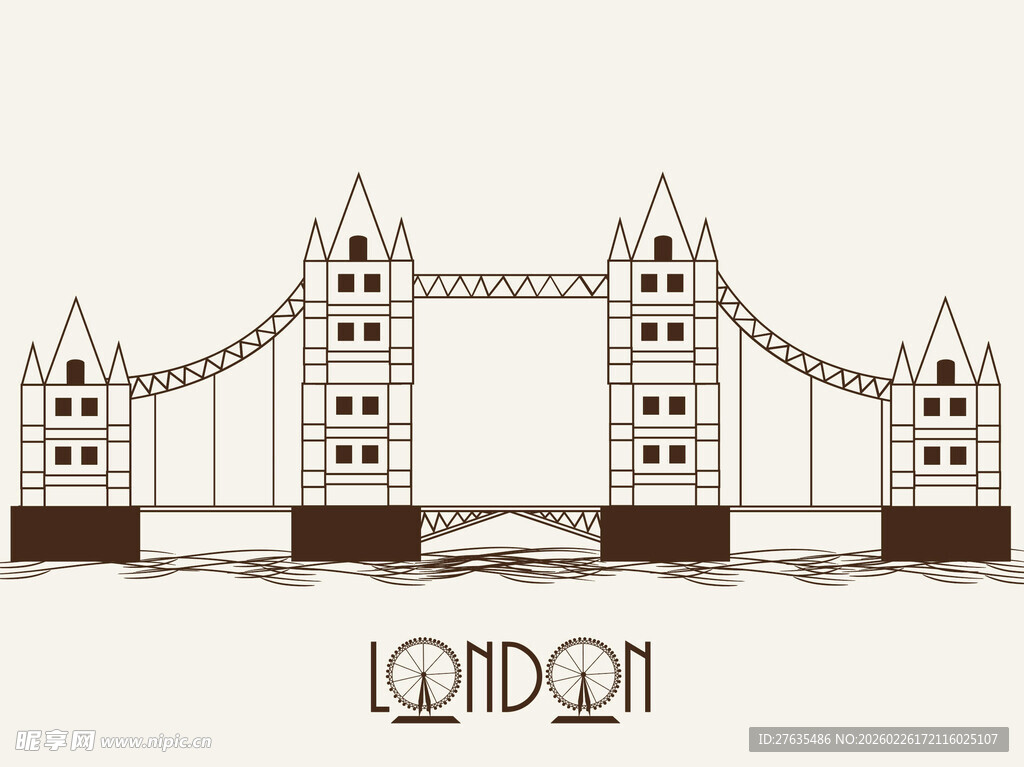 伦敦塔桥简约插画