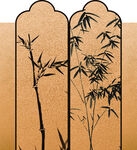 中式屏风上的墨竹图案