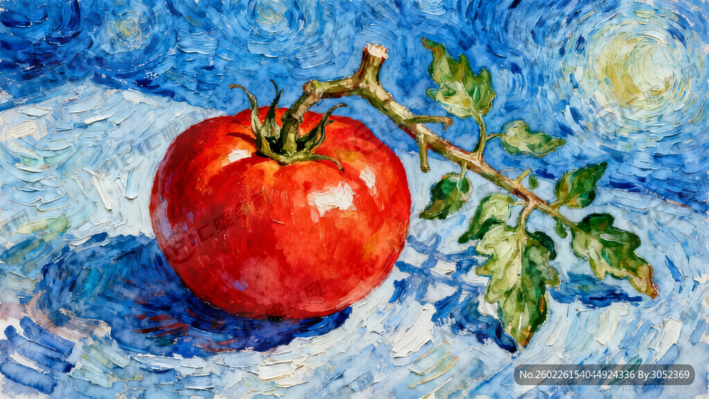 蓝色梵高油画风格  