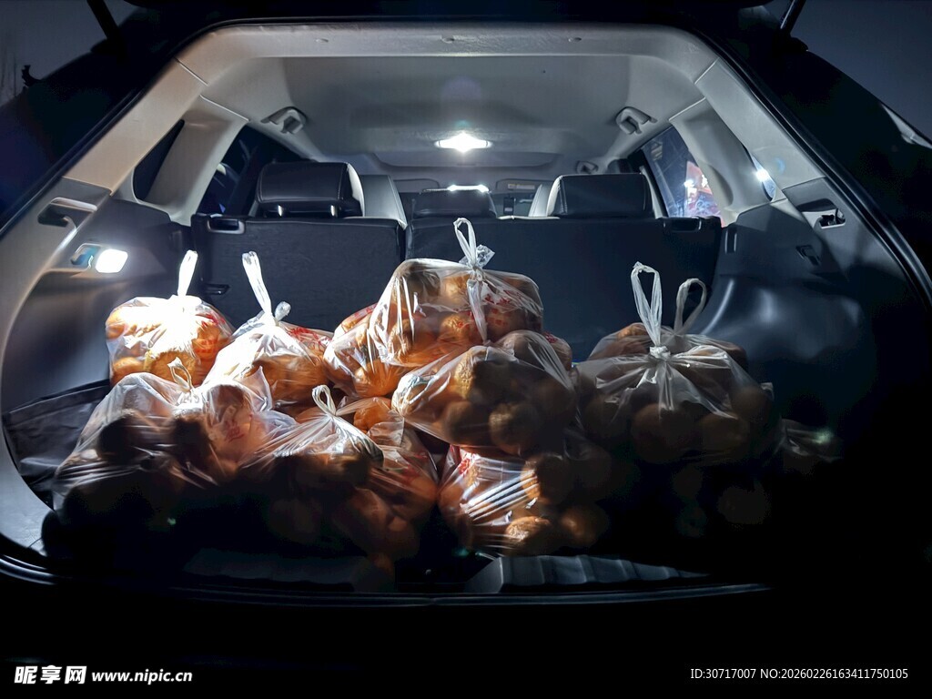 后备箱装满的节日礼物