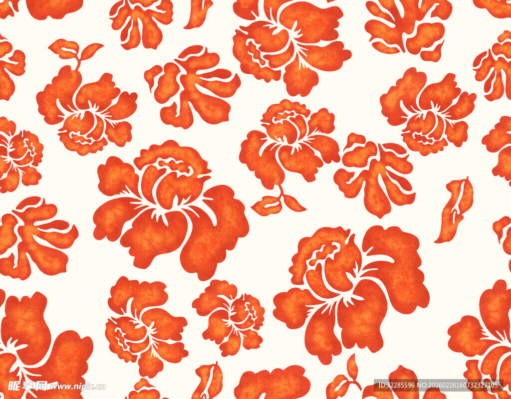 橙红色花卉图案背景