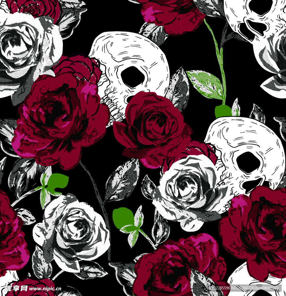 玫瑰花卉无缝图案设计