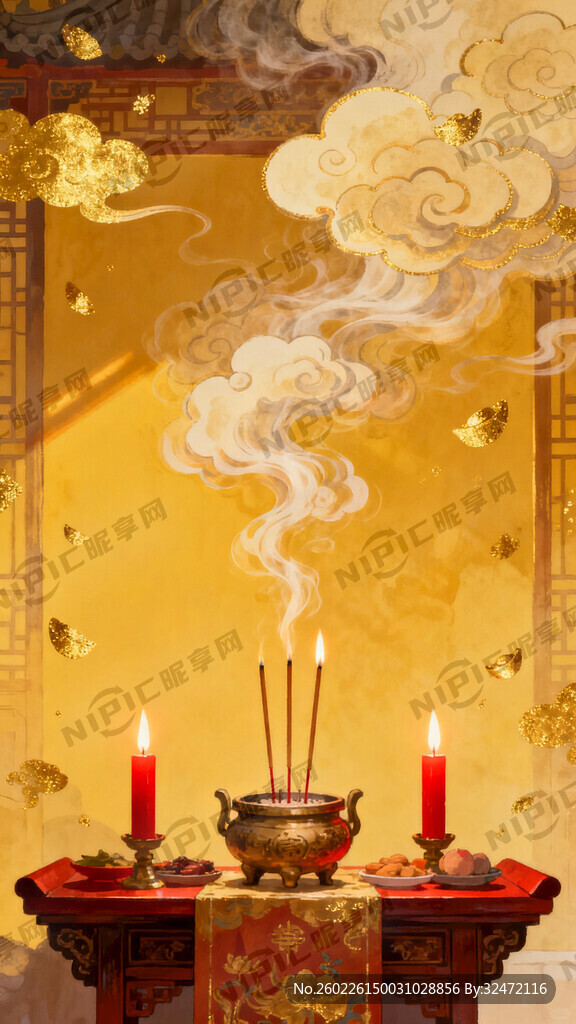祥云 供桌 香案 供桌上有香炉