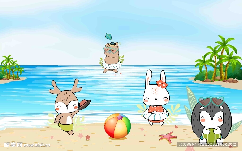 海滩上的可爱动物们