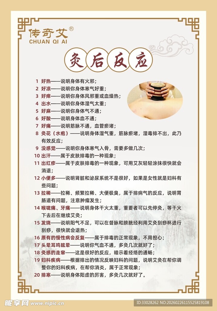 艾灸灸后反应海报