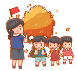 老师带学生赏秋日美景