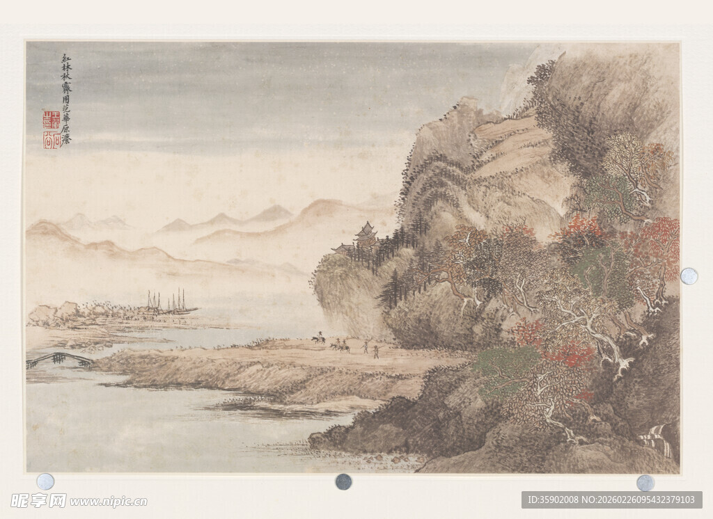 恽寿平水墨山水风景图